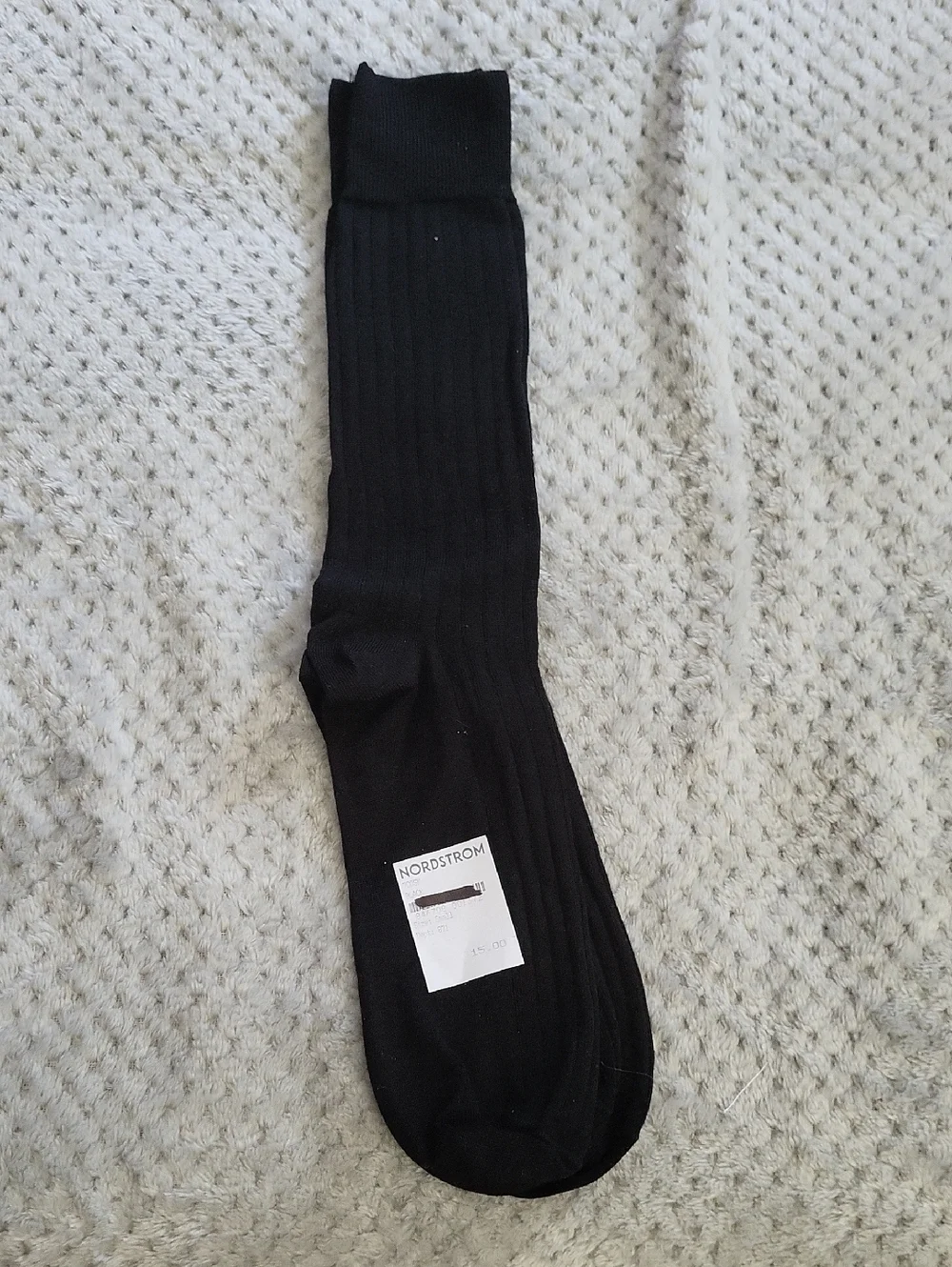 NWT Nordstrom Men's Black Ribbed Dress Socks - Single Pair